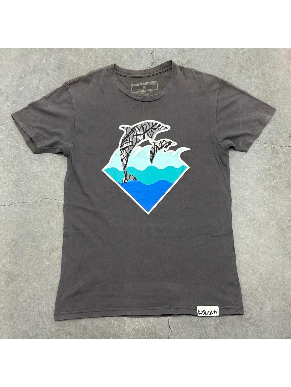 Pink Dolphin Logo Gray T Shirt